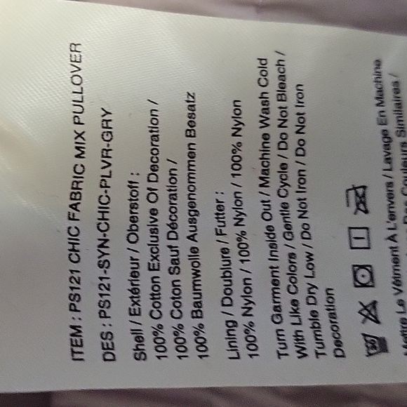 Peleton Chic Fabric Mix Gray Pink Purple Pullover Sweatshirt Windbreaker Size S - Picture 8 of 8